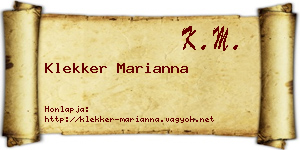 Klekker Marianna névjegykártya
